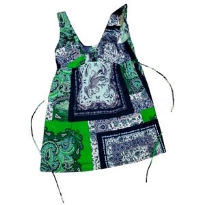 Charlotte Russe Beach Sun tunic top sz S blue green paisley print padded 🏖